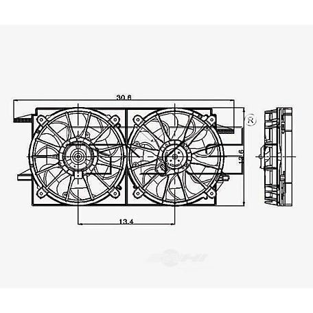 TYC Dual Radiator and Condenser Fan Assembly, FQPX-TYC-620090