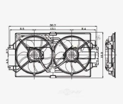 TYC Dual Radiator and Condenser Fan Assembly, FQPX-TYC-620190