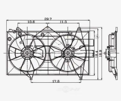 TYC Dual Radiator and Condenser Fan Assembly, FQPX-TYC-620400