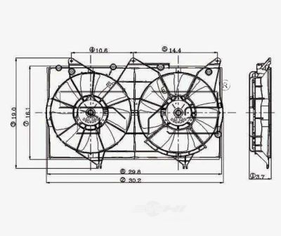 TYC Dual Radiator and Condenser Fan Assembly, FQPX-TYC-620860