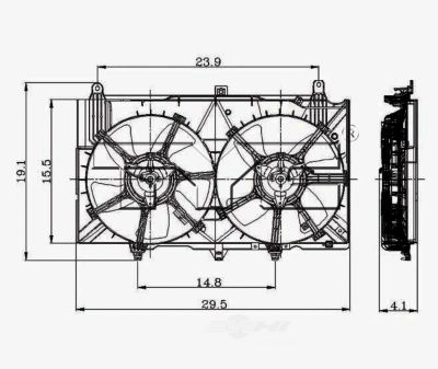 TYC Dual Radiator and Condenser Fan Assembly, FQPX-TYC-620980