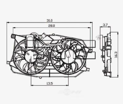 TYC Dual Radiator and Condenser Fan Assembly, FQPX-TYC-621280