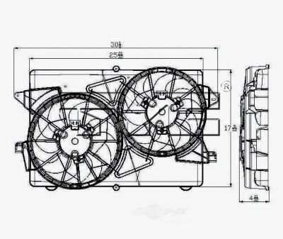 TYC Dual Radiator and Condenser Fan Assembly, FQPX-TYC-621610