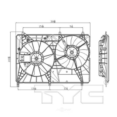 TYC Dual Radiator and Condenser Fan Assembly, FQPX-TYC-621640