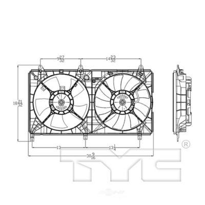 TYC Dual Radiator and Condenser Fan Assembly, FQPX-TYC-621650