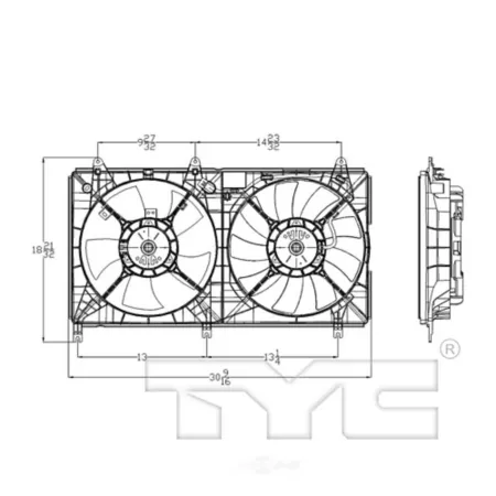 TYC Dual Radiator and Condenser Fan Assembly FQPX-TYC-621650 Engine Performance