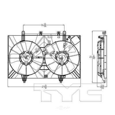 TYC Dual Radiator and Condenser Fan Assembly, FQPX-TYC-621870