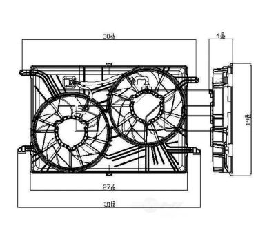 TYC Dual Radiator and Condenser Fan Assembly, FQPX-TYC-621930