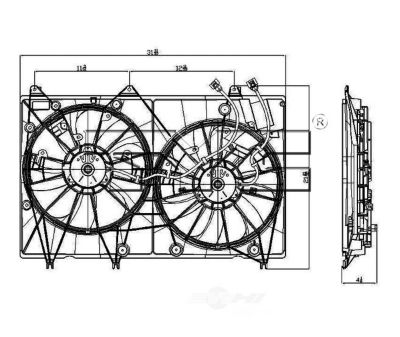 TYC Dual Radiator and Condenser Fan Assembly, FQPX-TYC-622000