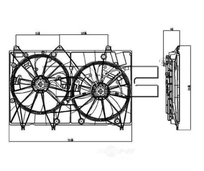 TYC Dual Radiator and Condenser Fan Assembly, FQPX-TYC-622010