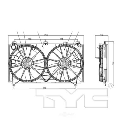 TYC Dual Radiator and Condenser Fan Assembly, FQPX-TYC-622070