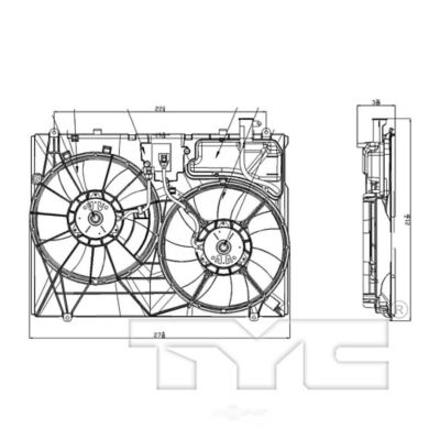 TYC Dual Radiator and Condenser Fan Assembly, FQPX-TYC-622080