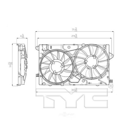 TYC Dual Radiator and Condenser Fan Assembly, FQPX-TYC-622790