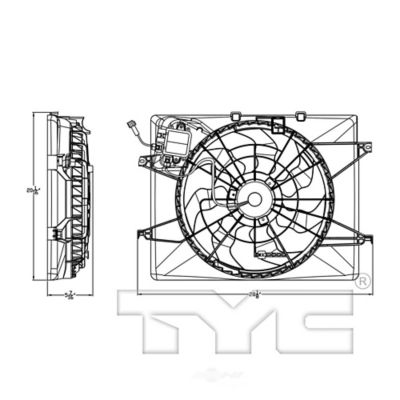 TYC Dual Radiator and Condenser Fan Assembly, FQPX-TYC-623770