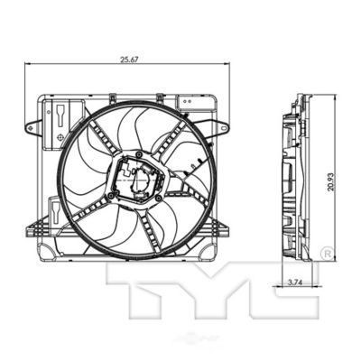 TYC Dual Radiator and Condenser Fan Assembly, FQPX-TYC-624080