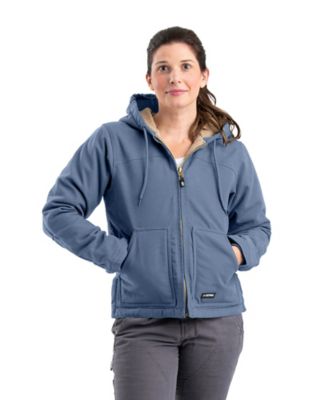 Berne Women's Softstone Cotton Duck Sherpa-Lined Hooded Jacket