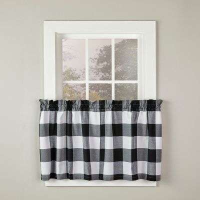 SKL Home Grandin Tier Window Panels, Black/White, 24 in., 1 Pair