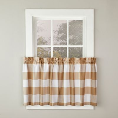 SKL Home Grandin Tier Window Panels, Tan/White, 24 in., 1 Pair