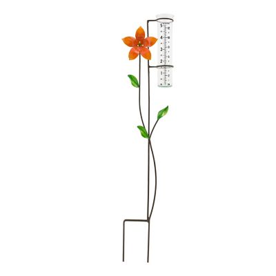 Image showing  Metal Flower Rain Gauge