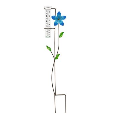 Image showing  Metal Flower Rain Gauge
