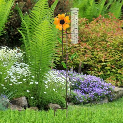 Image showing 5 th La Crosse Metal Flower Rain Gauge