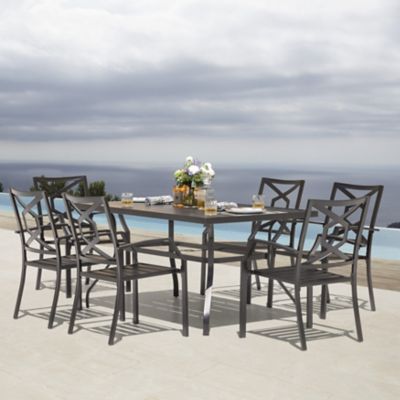 Image showing  Outdoor 7 pc. Dining Set with 1.57 in. Umbrella Hole, Black with Gold Speckles