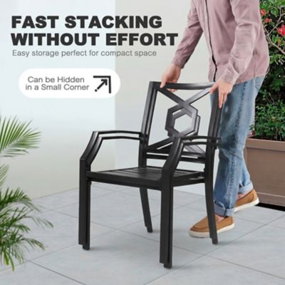 Image showing  Outdoor 7 pc. Dining Set with 1.57 in. Umbrella Hole, Black with Gold Speckles