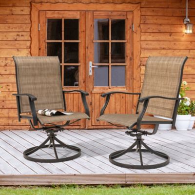 Image showing  Outdoor 2-Piece Patio Swivel Chair Set, Textilene Fabric, Iron Frame