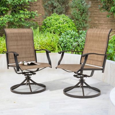 Image showing  Outdoor 2-Piece Patio Swivel Chair Set, Textilene Fabric, Iron Frame