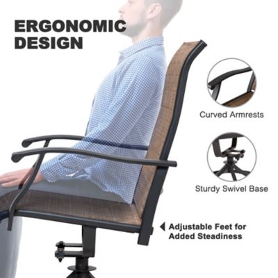 Image showing 6 th Nuu Garden Outdoor 2-Piece Patio Swivel Chair Set, Textilene Fabric, Iron Frame