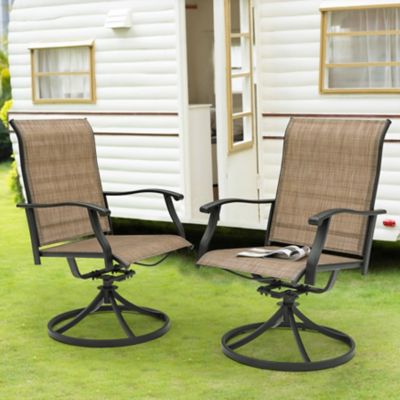 Image showing 9 th Nuu Garden Outdoor 2-Piece Patio Swivel Chair Set, Textilene Fabric, Iron Frame