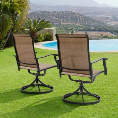 Image showing 10 th Nuu Garden Outdoor 2-Piece Patio Swivel Chair Set, Textilene Fabric, Iron Frame