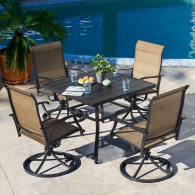 Nuu Garden Outdoor 5-Piece Dining Set, Textilene, Powder-coated Iron Frame