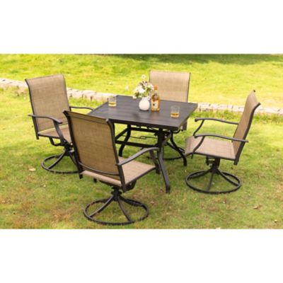 Image showing  Outdoor 5-Piece Dining Set, Textilene, Powder-coated Iron Frame