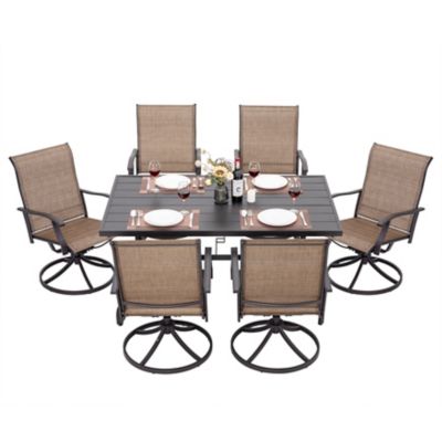 Nuu Garden 7 pc. Iron Swivel Chair Set