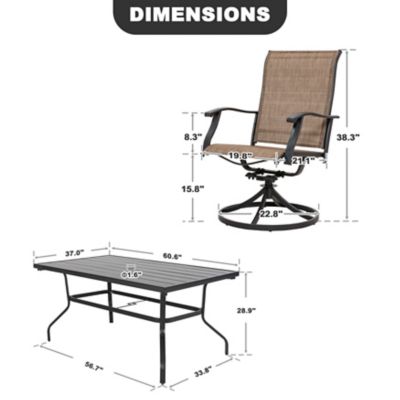 Image showing 5 th Nuu Garden 7 pc. Iron Swivel Chair Set