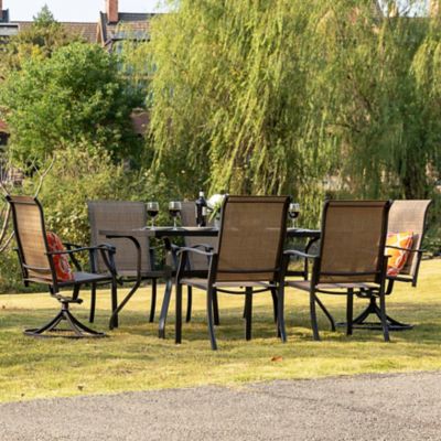 Image showing  7 pc. Textilene Swivel and Outdoor Dining Chair Set