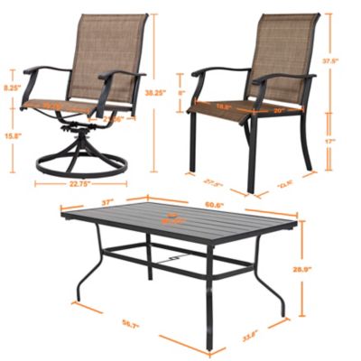 Image showing 5 th Nuu Garden 7 pc. Textilene Swivel and Outdoor Dining Chair Set
