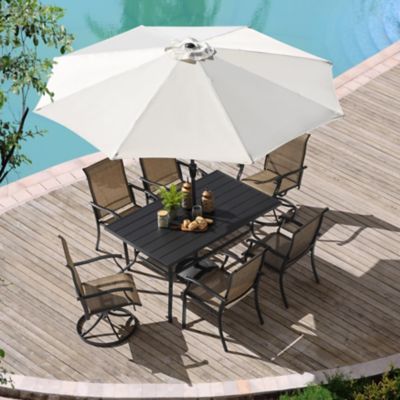 Image showing 6 th Nuu Garden 7 pc. Textilene Swivel and Outdoor Dining Chair Set