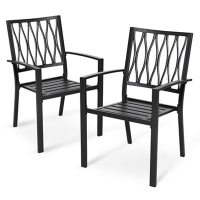 Image showing  Outdoor 2 pc. Patio Dining Chair Set, Powder-Coated Iron Finish