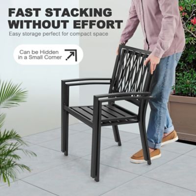 Image showing  Outdoor 2 pc. Patio Dining Chair Set, Powder-Coated Iron Finish