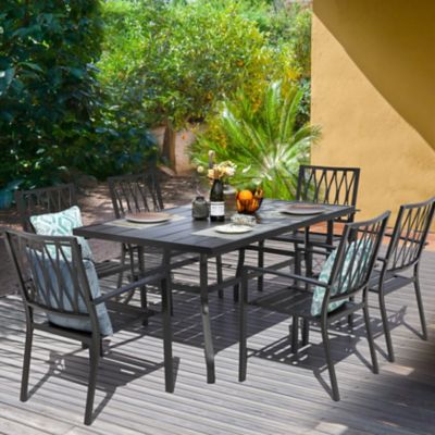 Nuu Garden 7 pc. Black Iron Dining Set, SID013-01