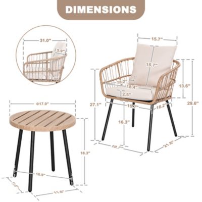 Image showing 6 th Nuu Garden 3 pc. Wicker Bistro Set