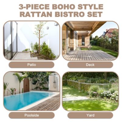 Image showing 7 th Nuu Garden 3 pc. Wicker Bistro Set