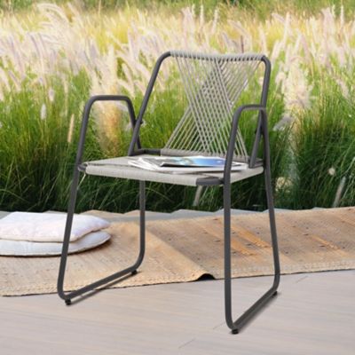 Image showing  Outdoor Iron Rope Single Chair, All-Weather Woven Rope
