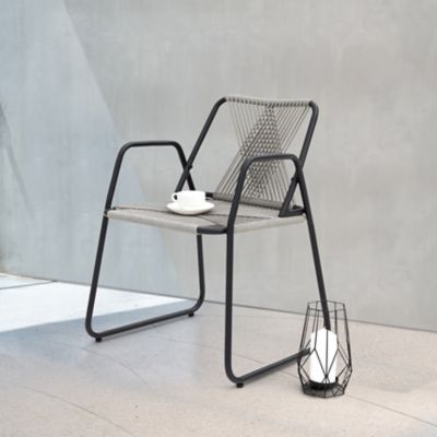 Image showing  Outdoor Iron Rope Single Chair, All-Weather Woven Rope