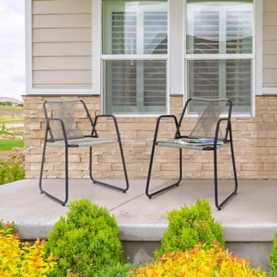 Image showing  Outdoor Iron Rope Single Chair, All-Weather Woven Rope