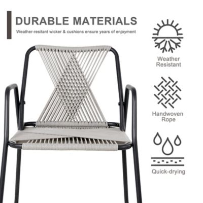 Image showing  Outdoor Iron Rope Single Chair, All-Weather Woven Rope