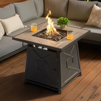 Image showing 9 th Nuu Garden 28 in. Outdoor Gas Fire Pit, Black