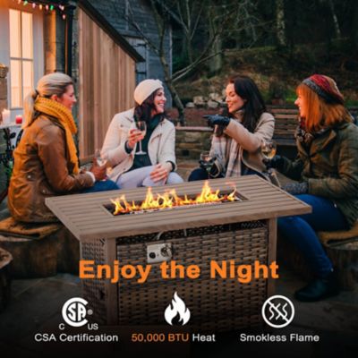 Image showing  44 in. Outdoor 50,000 BTU Rattan Propane Gas Fire Pit Table